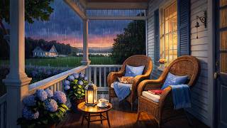 Soothing Summer Rain on the Porch with Soft Distant Thunder  Summer Rain Ambience for Relax amp Sleep [upl. by Arateehc]