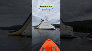 WOW WATCH THIS Kid Jumps off a Gigantic Iceberg into the Lake in Mont Tremblant Quebec [upl. by Dyob258]