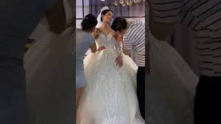 Retro wedding dress fitting 2021 popular wedding gown design bridal factory Amanda Novias [upl. by Vincenz]