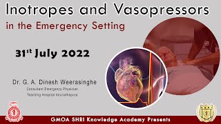 Inotropes and Vasopressors in the Emergency Setting  Dr G A Dinesh Weerasinghe [upl. by Hcnarb]