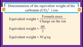 SEV NO – 93 Determination of the equivalent weight of the carbonate CO32  ion [upl. by Fiorenze]