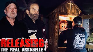 RELEASING THE REAL ANNABELLE  OVERNIGHT in HAUNTED WARREN MUSEUM [upl. by Hakilam]