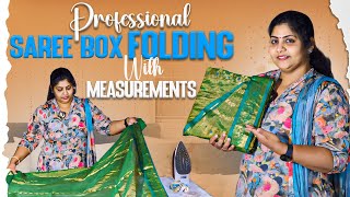 Professional Saree Box Folding With Measurements In Telugu  Saree Pre Pleating [upl. by Josie215]