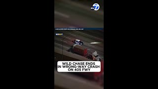 FULL RECAP Chase ends in wrongway crash on 405 Freeway [upl. by Jeroma]