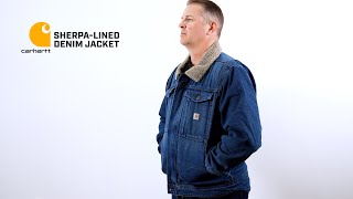 Carhartt 105478  Relaxed Fit Denim SherpaLined Jacket [upl. by Soinotna697]