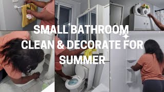 SMALL BATHROOM CLEAN amp DECORATE FOR SUMMER summer cleaning [upl. by Amado288]