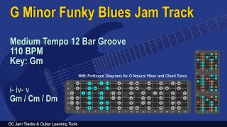 G Minor Funky Blues Jam Backing Track 110 BPM [upl. by Ecydnarb496]