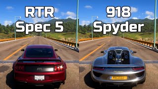 Forza Horizon 5 Ford Mustang RTR Spec 5 vs Porsche 918 Spyder  Drag Race [upl. by Errehs]