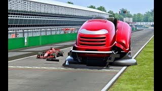 Ferrari F1 2018 vs Giant Lawn Mower  Monza [upl. by Nnylarej]