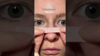 Nose tape routine no surgery 👀 nosetape bettersleep sleephacks beautyhacks glowup skincare [upl. by Ihsakat]