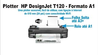 Plotter HP Designjet T120  LojadoPlottercom [upl. by Anelahs]