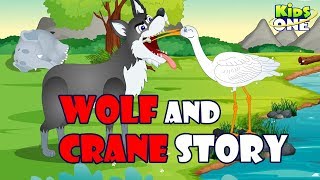 The Cunning Wolf and the Greedy Crane Story  Moral Stories for Children  KidsOne [upl. by Zoltai]