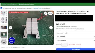 DauermagnetGenerator 48V 800 W Test [upl. by Ysac]