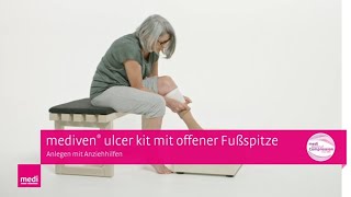 mediven® ulcer kit anlegen mit Anziehhilfe  offene Fußspitze  Kompressionstherapie offenes Bein [upl. by Okier]