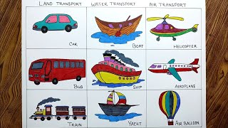 Drawing of Transportation for beginnersHow to draw transport vehicle easy steps for beginners [upl. by Alisun543]