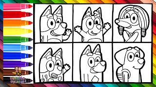 Dibuja y Colorea A Bluey Y Sus Amigos 🐶❤️🧡💛💚💙💜🌈 Dibujos Para Niños [upl. by Mcclure996]