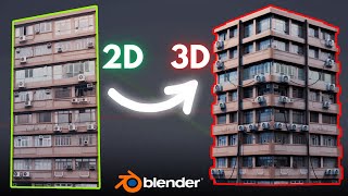 Turn a 2D Image Into a 3D Building in Blender in 1 Minute [upl. by Anileda494]