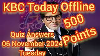 KBC OFFLINE QUIZ ANSWERS 06 November 2024  KBC PLAY ALONG  केबीसी क्विजshorts gk [upl. by Franckot15]