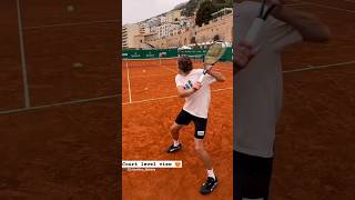 Stefanos Tsitsipas practicing in MonteCarlo Awesome court level view tennis [upl. by Sida]