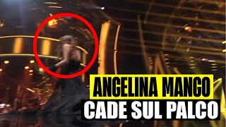 ANGELINA MANGO CADE SUL PALCO DURANTE LA FINALE DI SANREMO “SCUSATE” [upl. by Leizar]