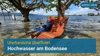 Hochwasser🌊 am Bodensee  Uferbereiche und Biergärten überflutet [upl. by Elok789]