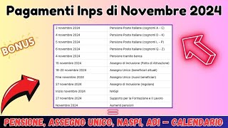 💰Pagamenti Inps di Novembre 2024 Pensione Assegno Unico Naspi ADI – Calendario Inps 🚨 [upl. by Genie]