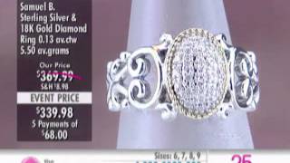 Samuel B Sterling Silver amp 18K Yellow Gold Diamond Oval Ring at The Shopping Channel 458023 [upl. by Krysta]