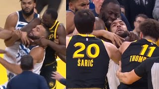 DRAYMOND CHOKES RUDY GOBERT IN HEADLOCK GOBERT BEGS HIM FOR RELEASE FULL VIDEO [upl. by Ellierim]