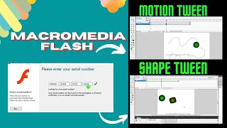 macromedia flash 8 installation  motion tween  Shape tween  flash animation [upl. by Hameerak]