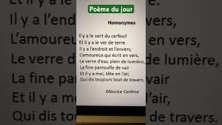 Poème du jour homonymes Maurice Carême [upl. by Sharai]