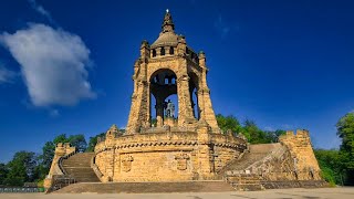 Wiehengebirge beim Kaiser Wilhelm Denkmal mit Kreuzkirche Margarethenklus Wittekindsquelle usw [upl. by Ahtilat]