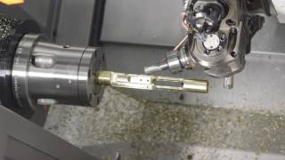 Eurotech B446SY2 CNC Lathe AR 15 carrier in One Operation [upl. by Mensch]