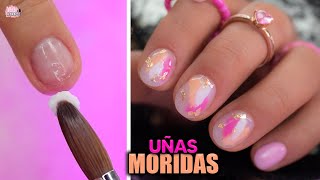 BAÑO de ACRILICO en uñas MORDIDAS con decoración NailsByKaren [upl. by Alain851]