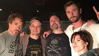 Avengers Cast Gets MATCHING Tattoos in Honor of Franchise [upl. by Araihc843]