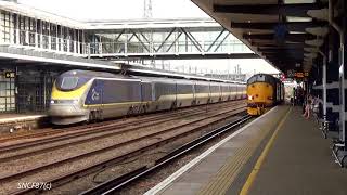 DRS Class 37s 37605 amp 37606 with flask at Ashford International [upl. by Sanferd]