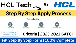 HCL OffCampus Hiring  Step By Step Apply Form  Any Criteria  20232021 BATCH  100 Form PART2 [upl. by Minor]