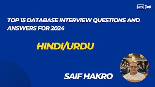 Top 15 Database Interview Questions and Answers for 2024 HindiUrdu database interview science [upl. by Eelirak]