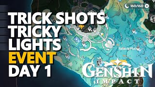 Trick Shots Tricky Lights Genshin Impact Day 1 [upl. by Yvor]