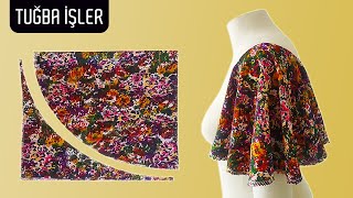 Very Easy and Beautiful Butterfly Sleeve Flare Sleeve Cutting and Sewing  Tuğba İşler [upl. by Eirod]