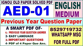 AED 01 Previous Year Question Paper Solved in English  aed 01 important questions with answers [upl. by Quinta]