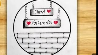 How to draw circle drawing with best friend 🧡 simpleart youtubevideos easydrawing drawing [upl. by Ravaj]