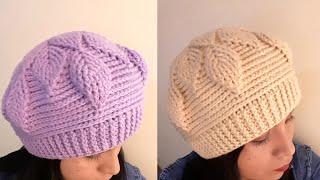 VIDEO COMPLETO de Como tejer la Boina N° 25 a crochet para niñas y mujer en Punto Hojas en Relieves [upl. by Swisher]