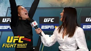 Amanda Ribas shows what her celebration would be after beating Rose Namajunas  ESPN MMA [upl. by Cilegna506]