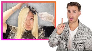 Hairdresser Reacts To CHAOTIC Blonde to Black Hair Transformations [upl. by Alih]