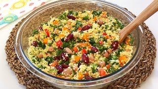 Salade de couscous recette protéinée facile et rapide [upl. by Llenaej483]