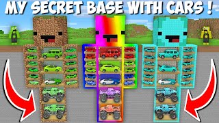 I built DIRT vs DIAMOND vs RAINBOW BASE WITH CARS in Minecraft  SUPER SECRET HOUSE [upl. by Valerle]