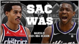 Sacramento Kings vs Washington Wizards Full Game Highlights  Mar 21  2024 NBA Season [upl. by Divine]