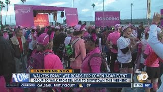 Walkers brave wet roads for Komen 3day event [upl. by Huey1]