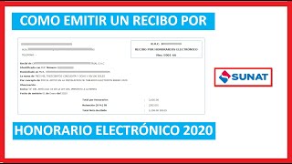 Como emitir un recibo por honorario electronico 2020  Sunat [upl. by Ned997]