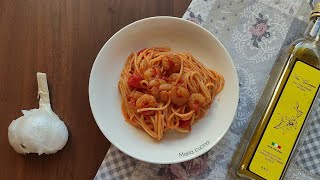 Pasta spaghetti con gamberetti e pomodoro  ricetta facile e veloce Maria cucina [upl. by Oatis]